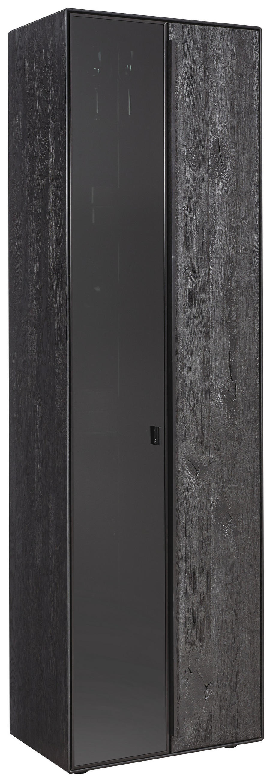 VITRINE Schwarz, Eichefarben  62/205,5/39,5 cm  - Eichefarben/Anthrazit, Natur, Glas/Holz (62/205,5/39,5cm) - Valnatura