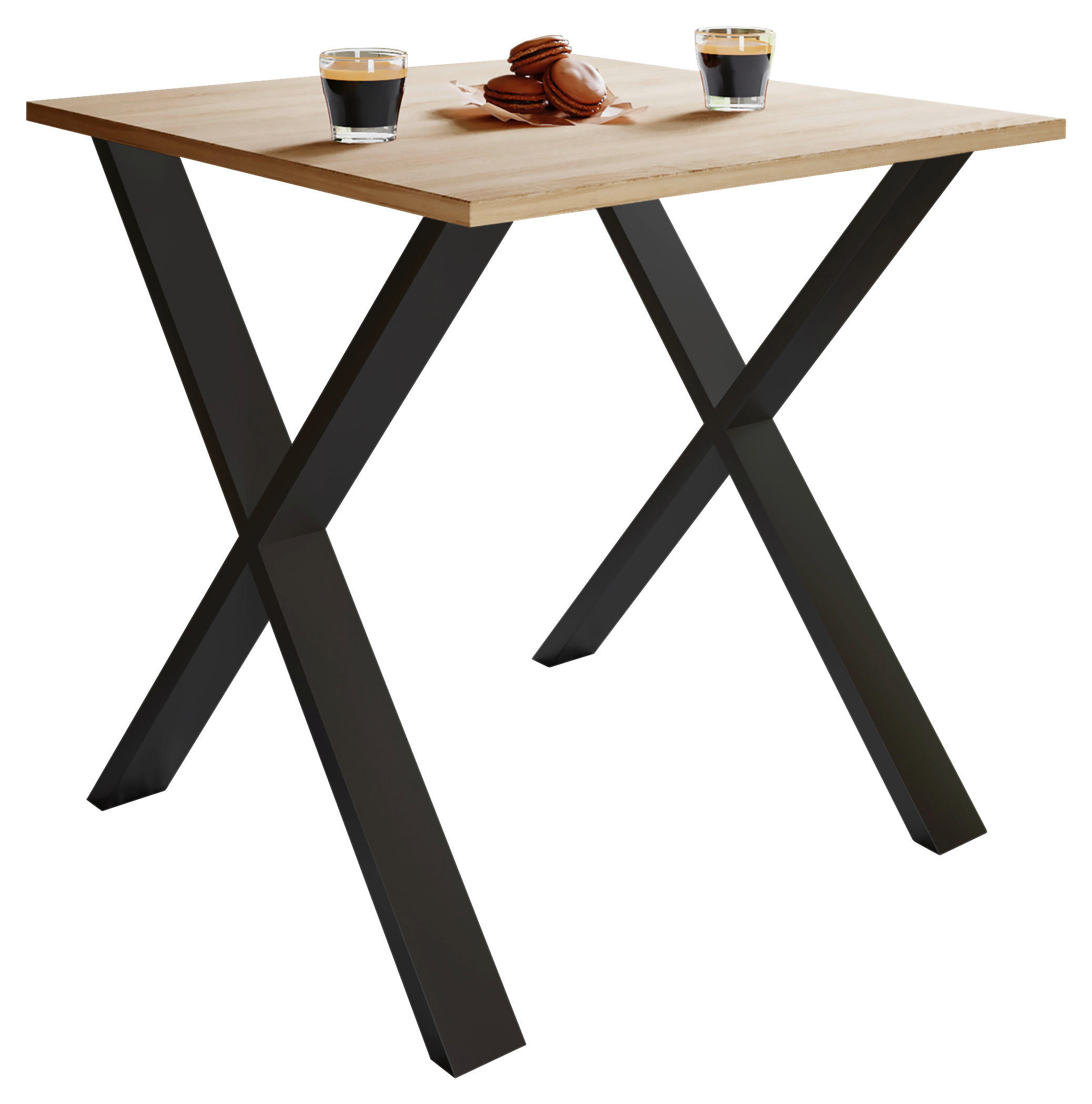 ESSTISCH Schwarz, Sonoma Eiche  - Schwarz/Sonoma Eiche, Basics, Holzwerkstoff/Metall (80/50/76cm) - MID.YOU