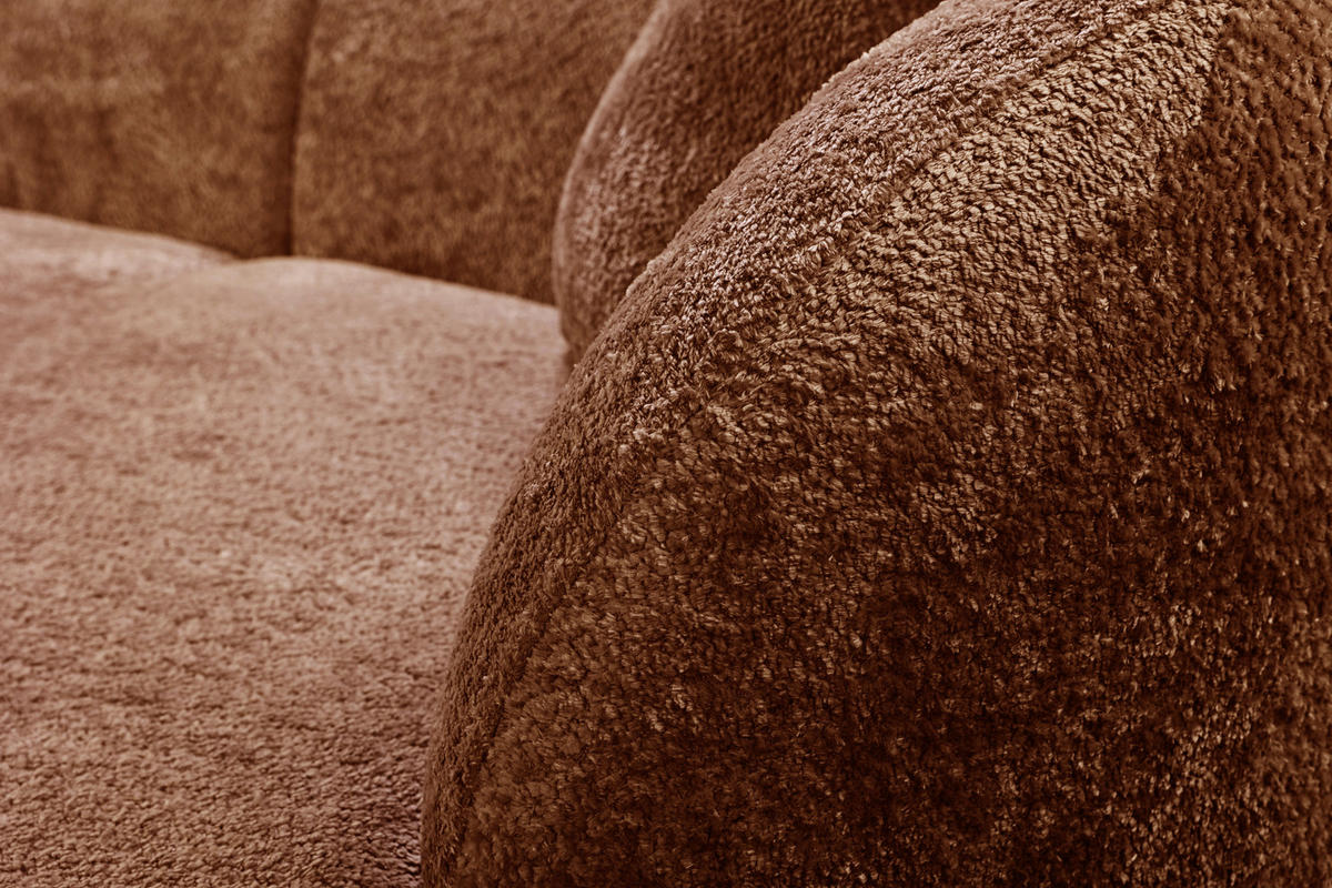 ECKSOFA in Bouclé Rostfarben  - Rostfarben/Schwarz, Design, Kunststoff/Textil (264/143cm) - MID.YOU