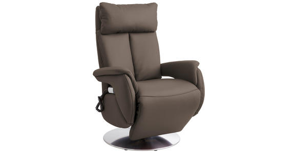 RELAXSESSEL in Leder Graubraun  - Edelstahlfarben/Graubraun, KONVENTIONELL, Leder/Metall (78/110/81cm) - Cantus