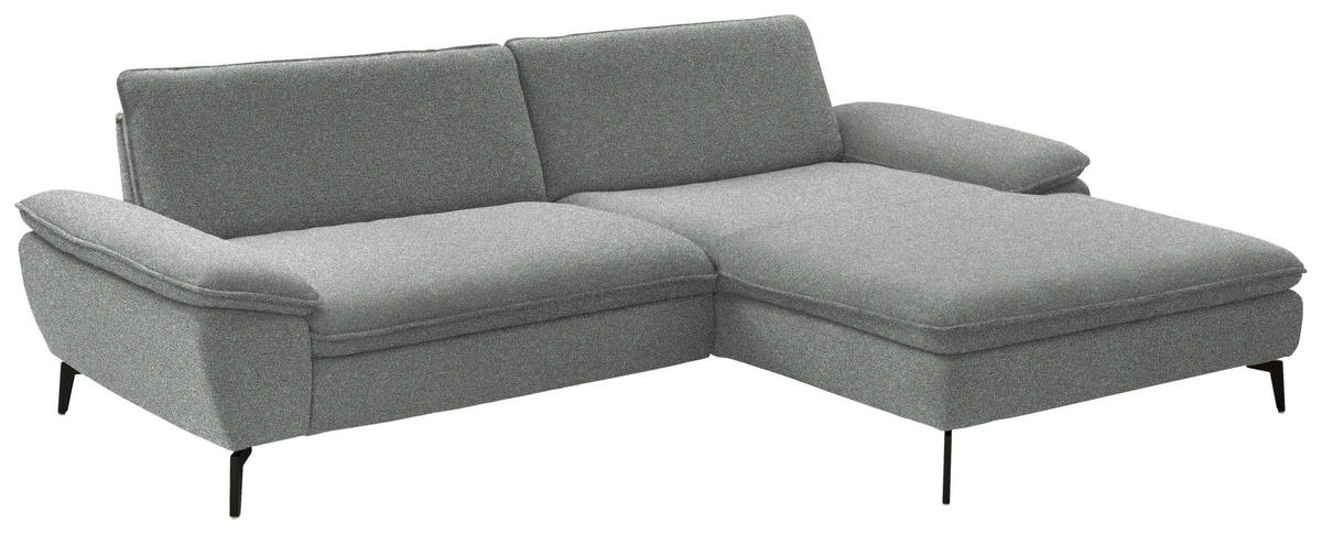 ECKSOFA in Webstoff Grau  - Schwarz/Grau, Design, Textil/Metall (295/197cm) - Valdera