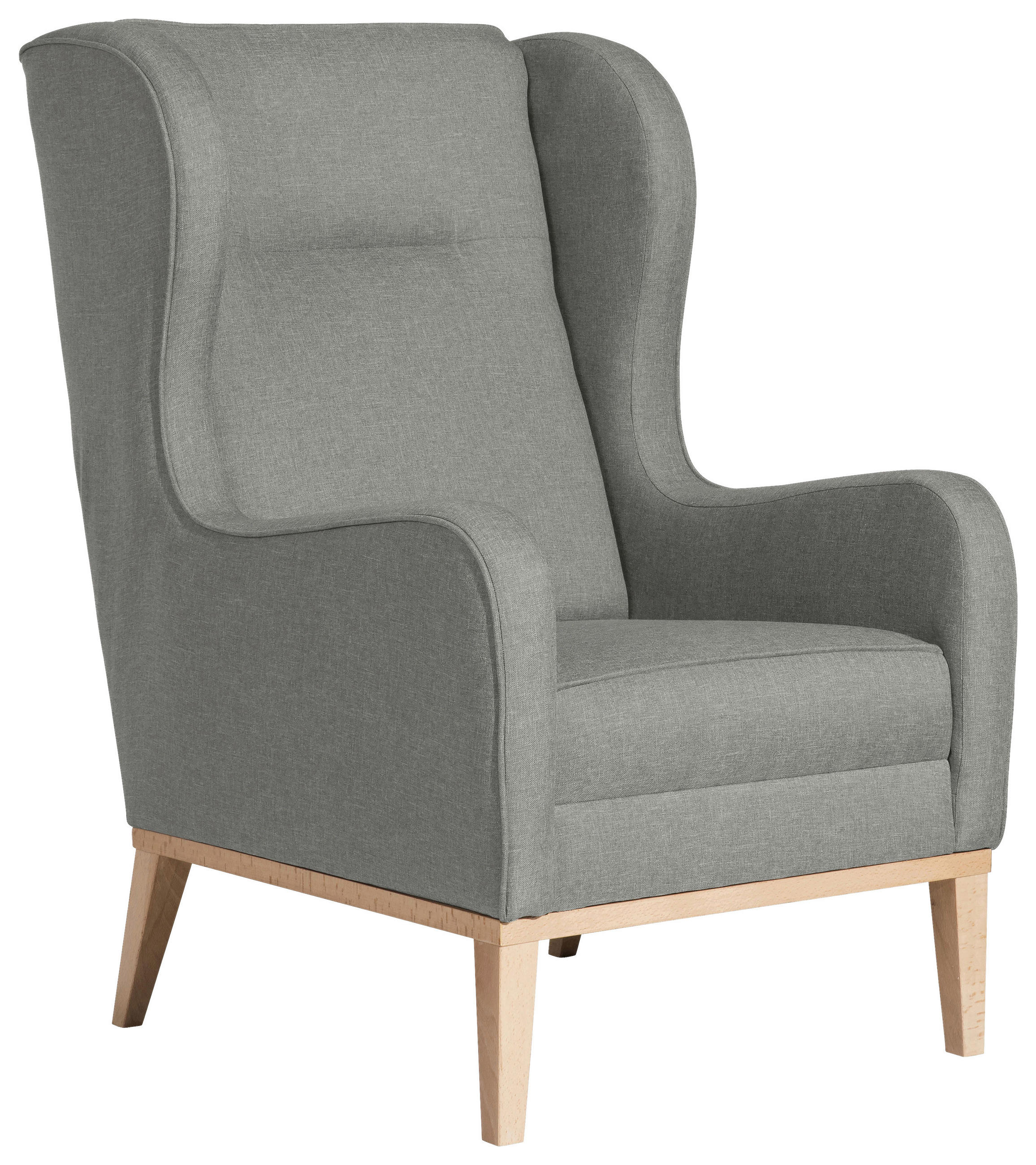 OHRENSESSEL in Flachgewebe Hellgrau  - Hellgrau/Naturfarben, KONVENTIONELL, Holz/Textil (66/104/78cm) - Max Winzer