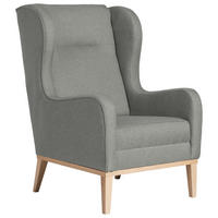 OHRENSESSEL in Flachgewebe Hellgrau  - Hellgrau/Naturfarben, Konventionell, Holz/Textil (66/104/78cm) - Max Winzer