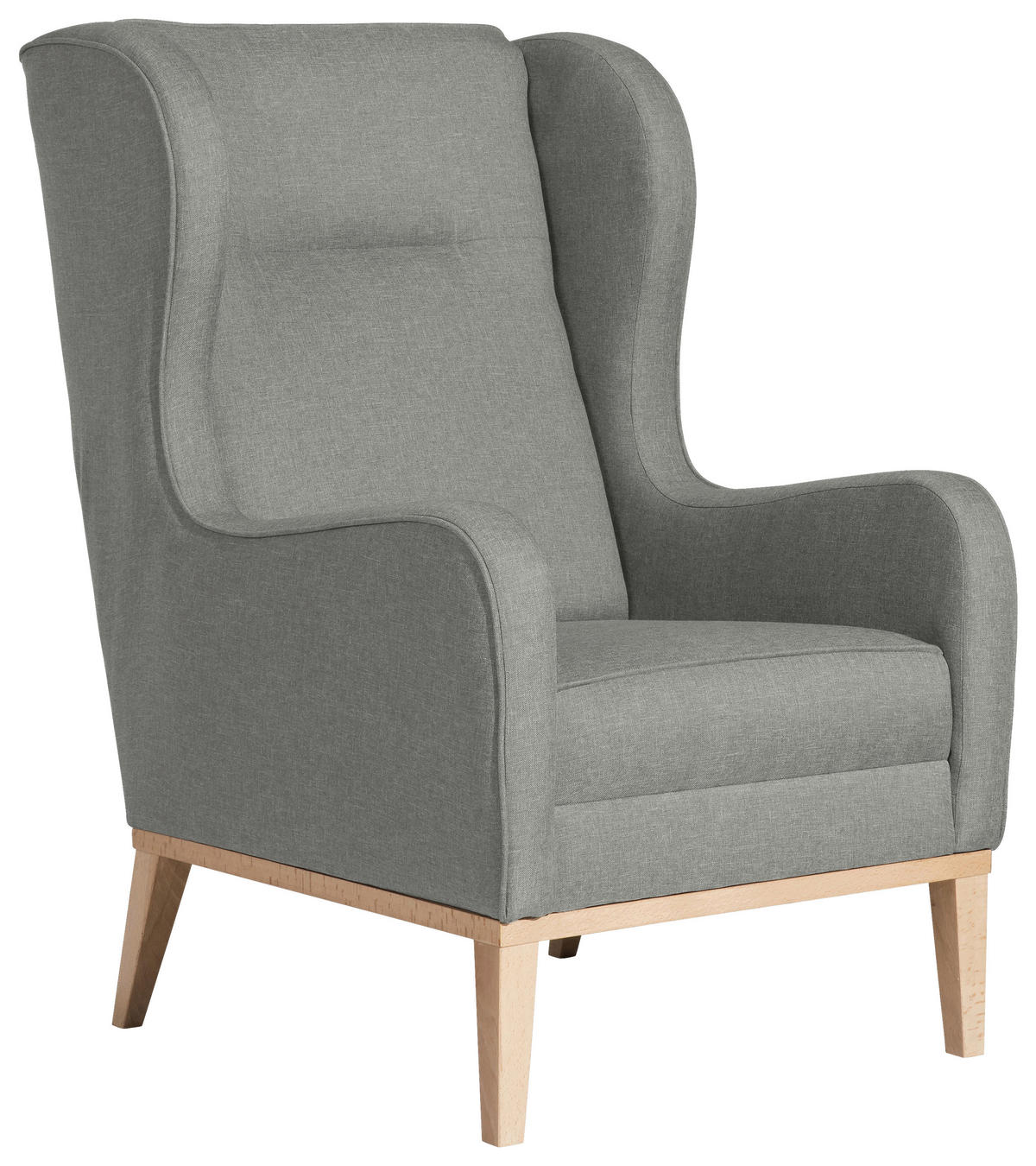 OHRENSESSEL in Flachgewebe Hellgrau  - Hellgrau/Naturfarben, Konventionell, Holz/Textil (66/104/78cm) - Max Winzer