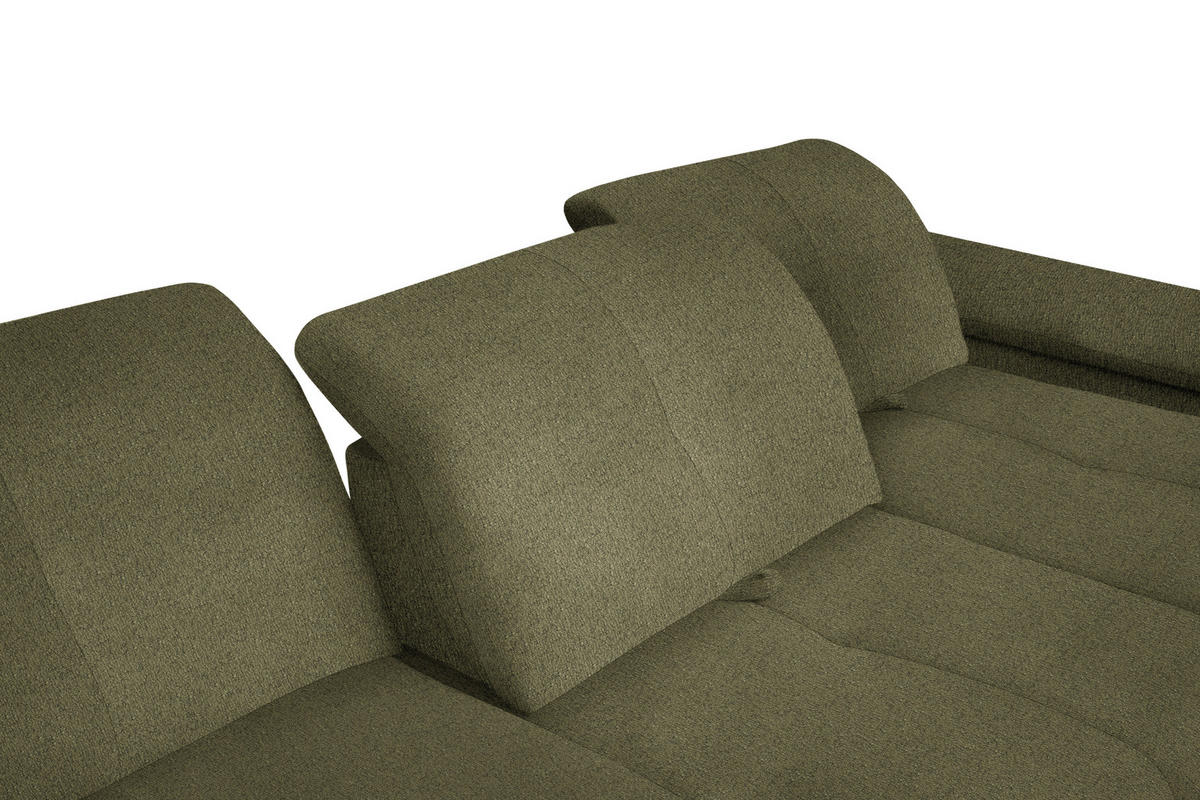 ECKSOFA in Flachgewebe Olivgrün  - Schwarz/Olivgrün, Design, Textil/Metall (313/242cm) - Xora