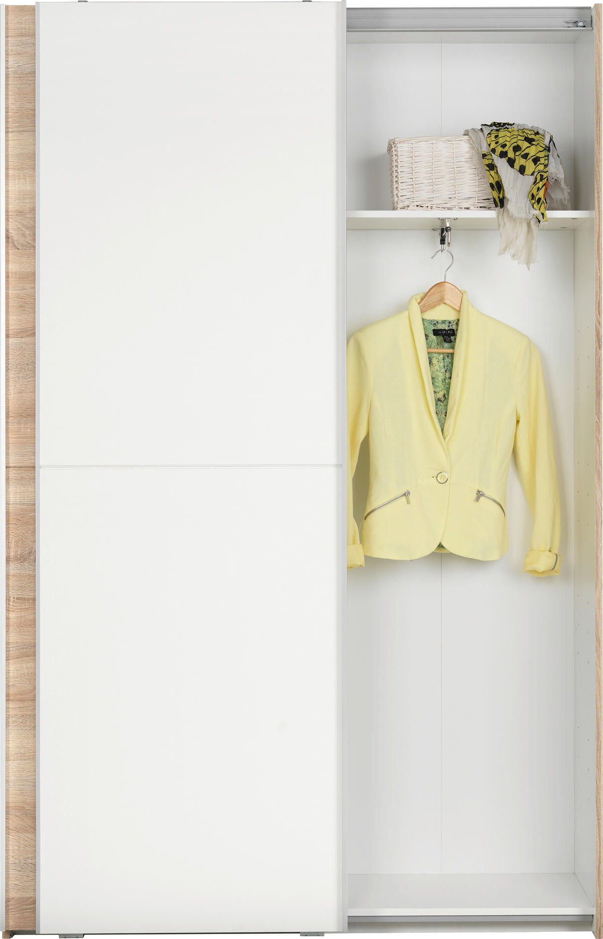 SCHWEBETÜRENSCHRANK in Weiss, Sonoma Eiche  - Weiss/Alufarben, Konventionell, Holzwerkstoff (125/195/38cm) - Livetastic