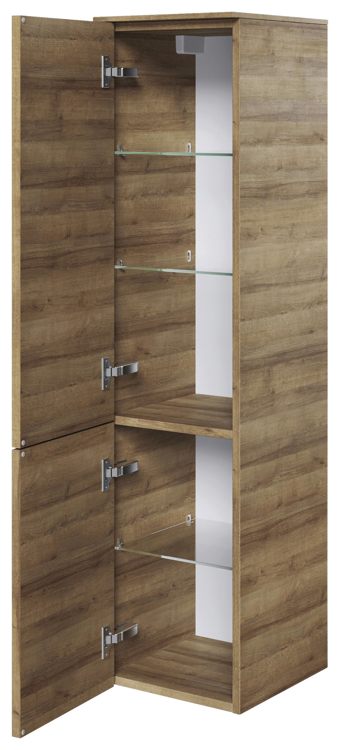 MIDISCHRANK 30/121/33 cm - Chromfarben/Eichefarben, KONVENTIONELL, Glas/Holzwerkstoff (30/121/33cm) - Pelipal