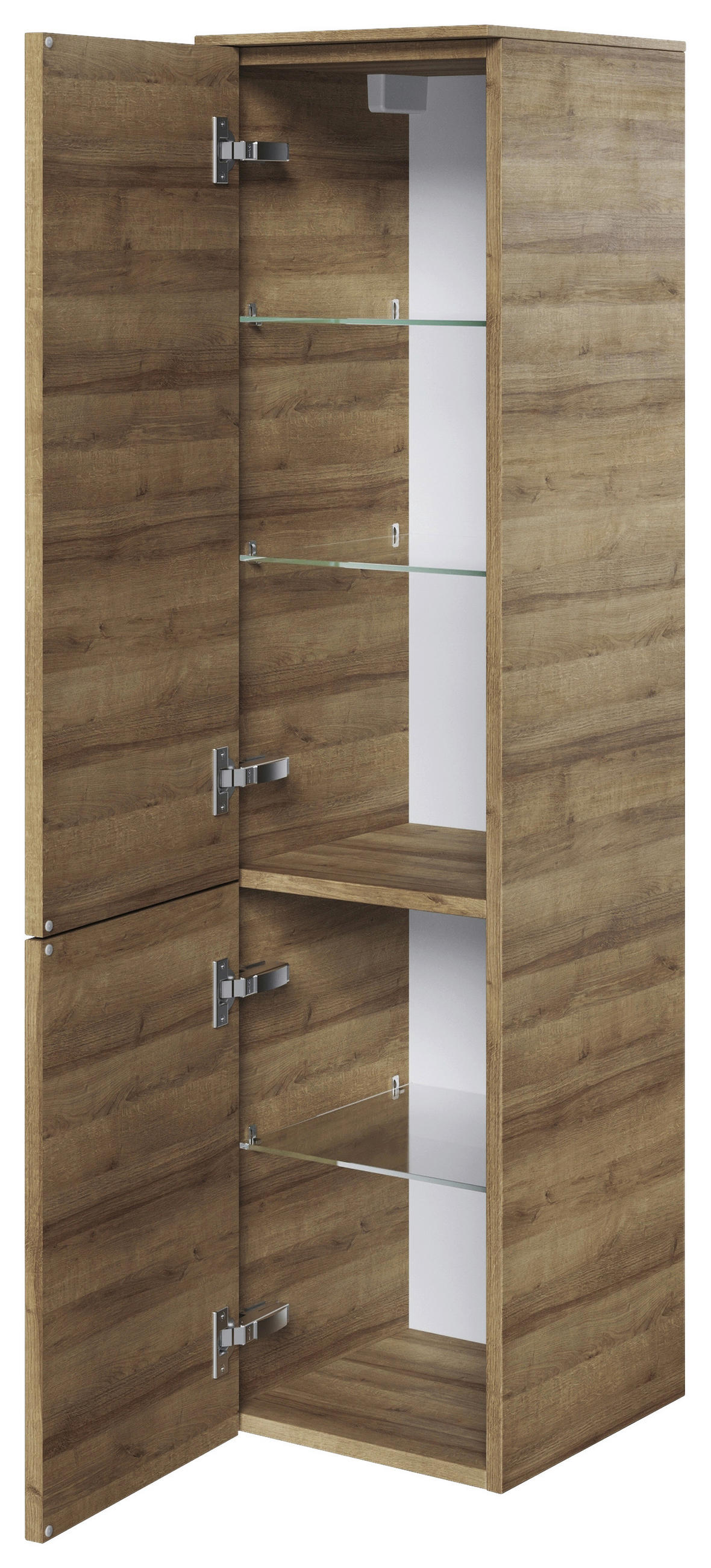 MIDISCHRANK 30/121/33 cm  - Chromfarben/Eichefarben, KONVENTIONELL, Glas/Holzwerkstoff (30/121/33cm) - Pelipal