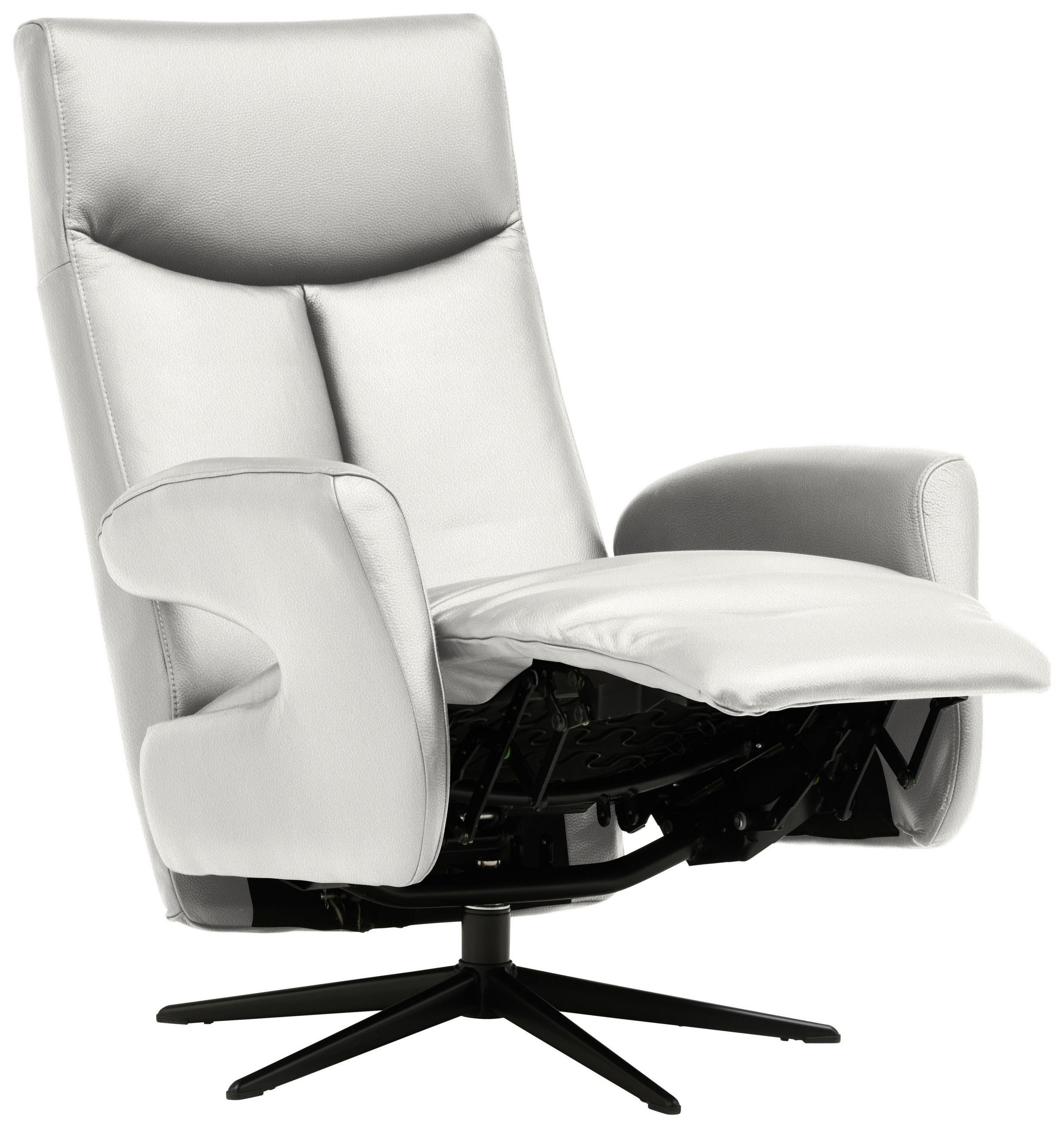 RELAXSESSEL in Leder Weiß  - Schwarz/Weiß, Design, Leder/Metall (74/105/82cm) - Welnova