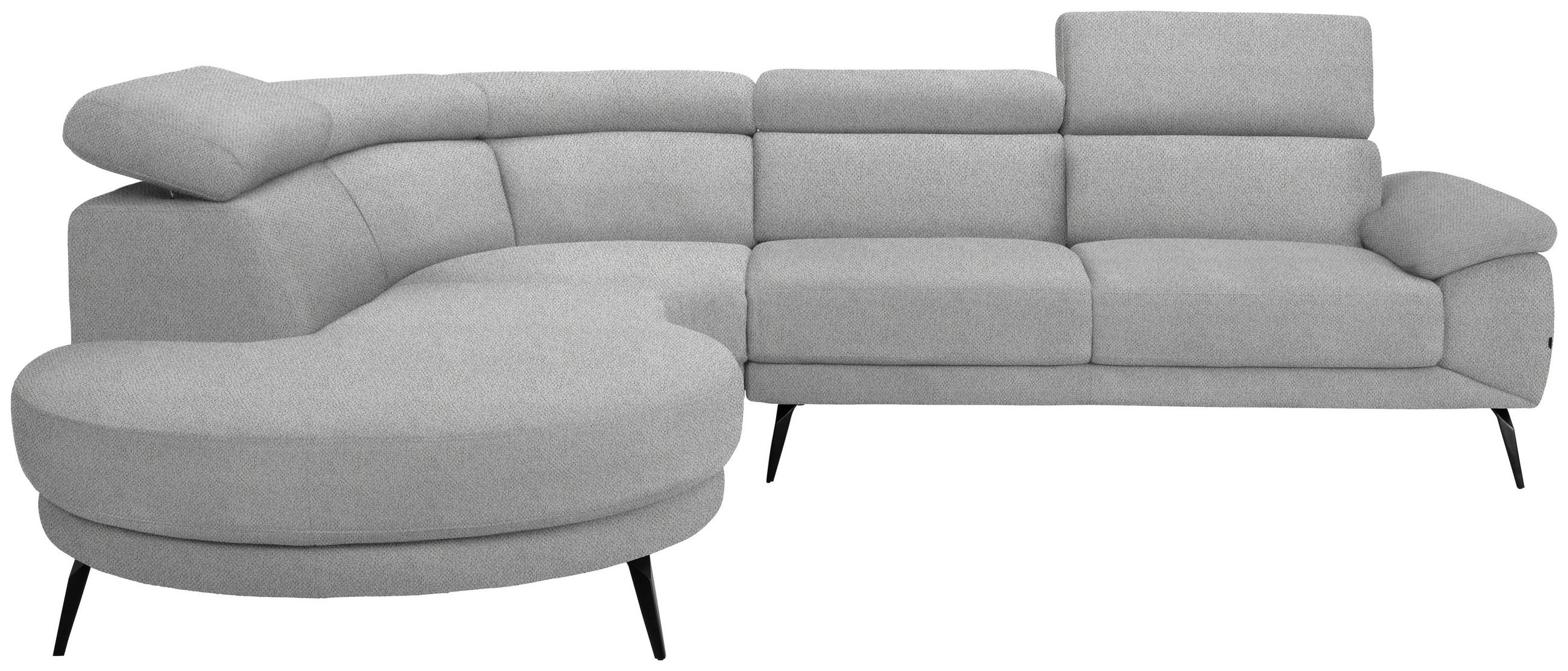 ECKSOFA in Velours Hellgrau  264/299 cm  - Hellgrau/Schwarz, Design, Textil/Metall (264/299cm) - Novel
