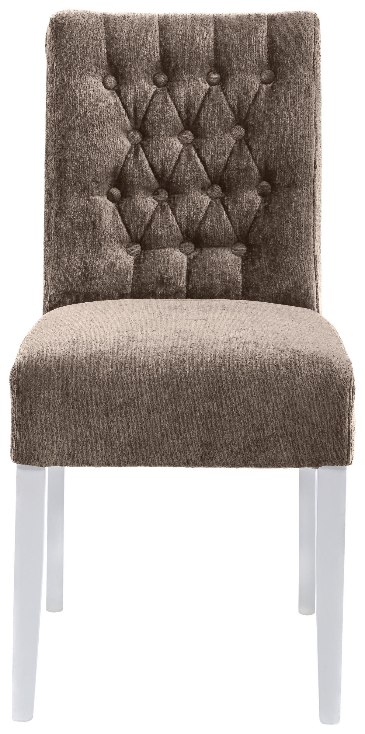 STUHL Chenille Taupe Buche massiv  - Taupe/Weiß, KONVENTIONELL, Holz/Textil (46,5/91/65cm) - Cantus