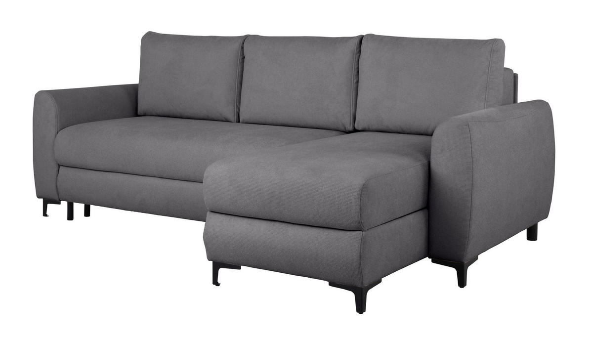 ECKSOFA Moli Dunkelgrau Mikrofaser  - Dunkelgrau/Schwarz, Design, Textil/Metall (236/148cm) - MID.YOU
