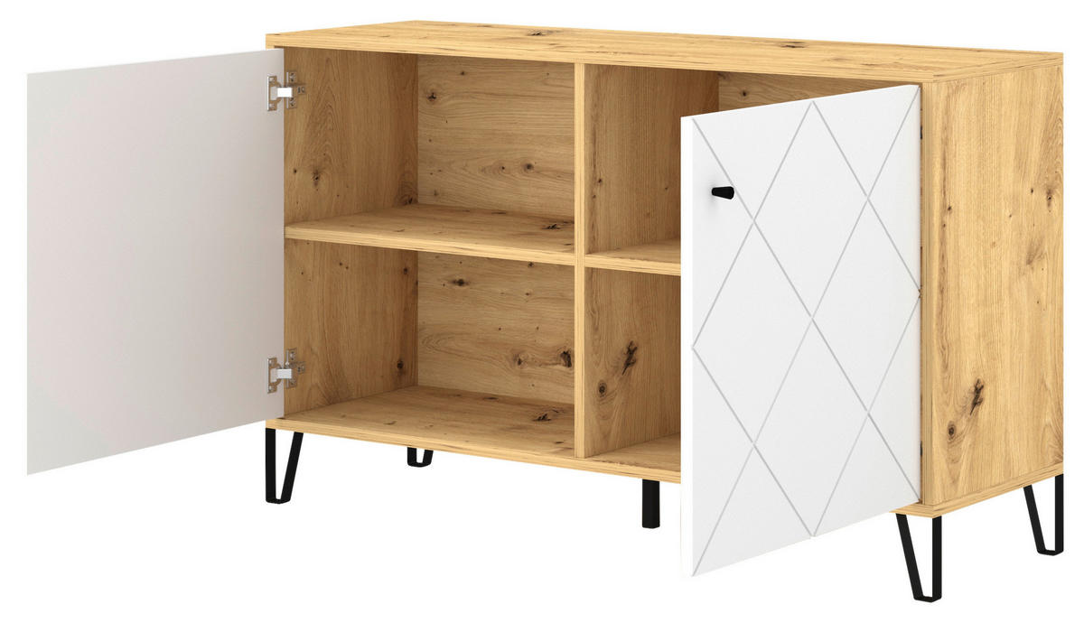 KOMMODE  in 123,4/75,2/40 cm  - Schwarz/Weiß, Design, Holzwerkstoff/Metall (123,4/75,2/40cm) - Boxxx