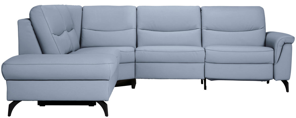 ECKSOFA in Echtleder Hellblau  249/280 cm  - Anthrazit/Hellblau, Design, Leder/Metall (249/280cm) - Himolla Komfortklass