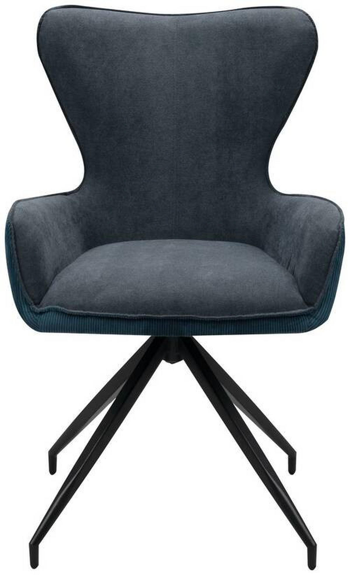 STUHL  Sitzfläche 360° drehbar Cord  - Dunkelgrau/Schwarz, MODERN, Textil/Metall (57/93/64cm) - MID.YOU