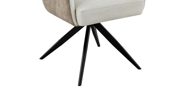 ARMLEHNSTUHL  Sitzfläche 360° drehbar, inklusive Armlehnen Webstoff, Leinenoptik  - Beige/Schwarz, Design, Textil/Metall (60/93/68cm) - Novel