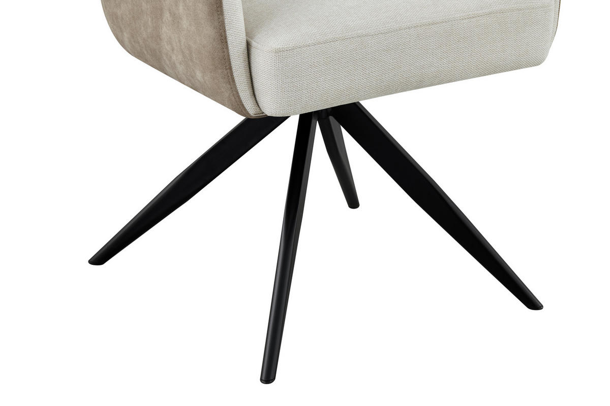 ARMLEHNSTUHL  Sitzfläche 360° drehbar, inklusive Armlehnen Webstoff, Leinenoptik  - Beige/Schwarz, Design, Textil/Metall (60/93/68cm) - Novel