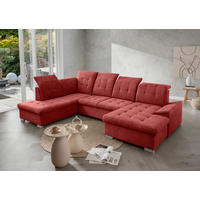 WOHNLANDSCHAFT Zira Rot Chenille  - Chromfarben/Rot, MODERN, Kunststoff/Textil (212/330/169cm) - Livetastic