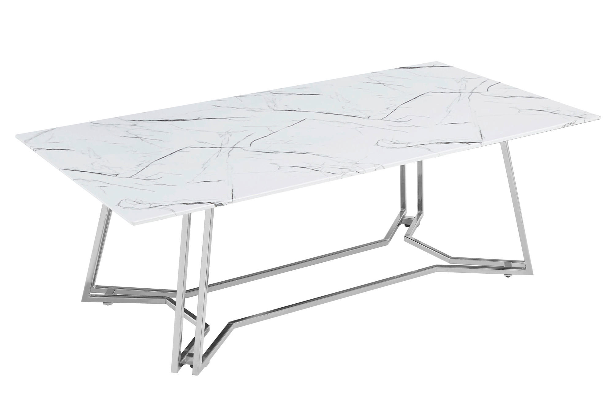 Măsuță De Cafea din metal, sticlă, 110/60/40 cm - alb/culoare crom, Design, sticlă/metal (110/60/40cm) - Livetastic