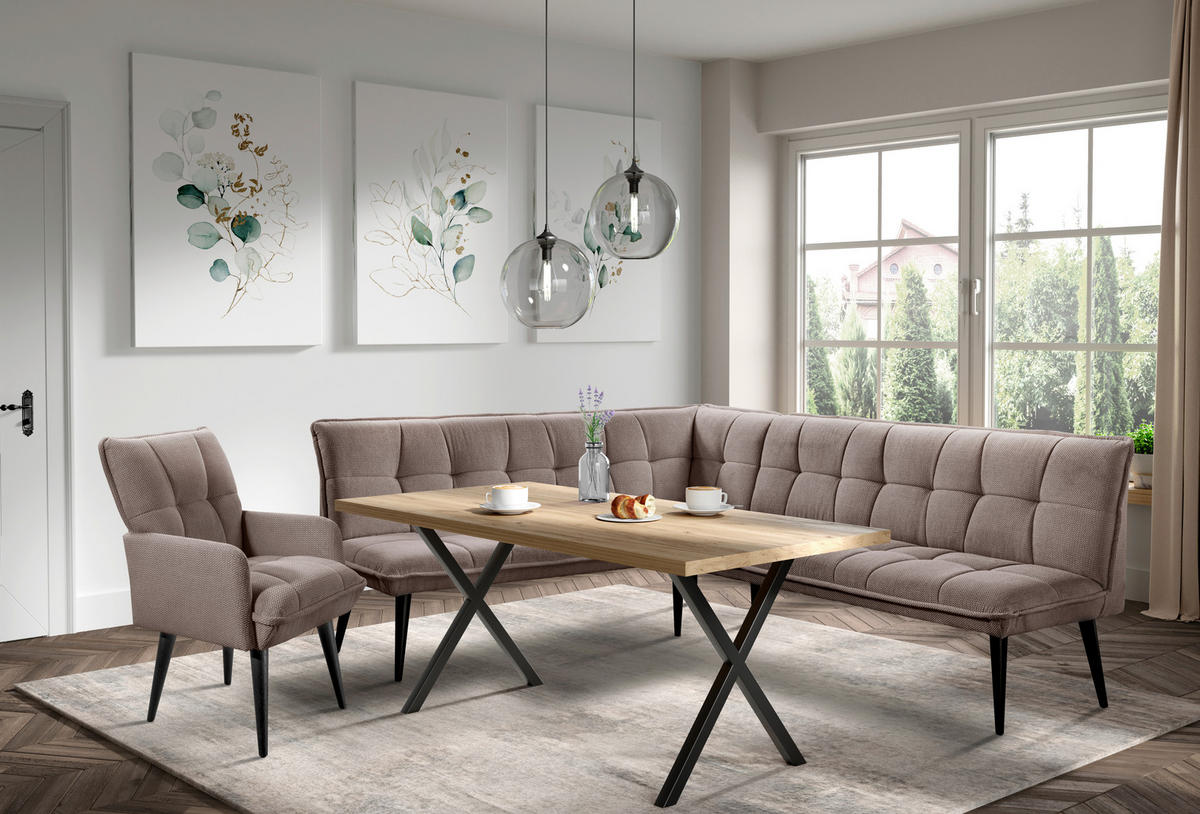 KLUPA KUTNA  bež  drvo, tekstil, drvni materijal      - bež/crna, Moderno, drvni materijal/drvo (260/201cm) - Livetastic