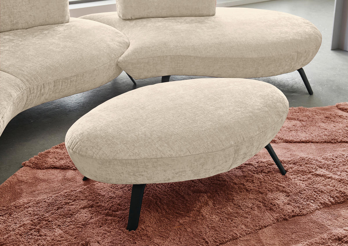 HOCKER Flachgewebe Creme  - Creme/Schwarz, Design, Textil/Metall (117/43/78cm) - Moderano