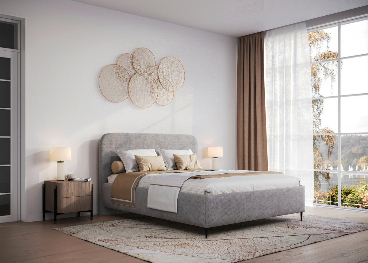 ČALÚNENÁ POSTEĽ, 160/200 cm, grafitová - čierna/grafitová, Modern, kov/drevo (160/200cm) - MID.YOU