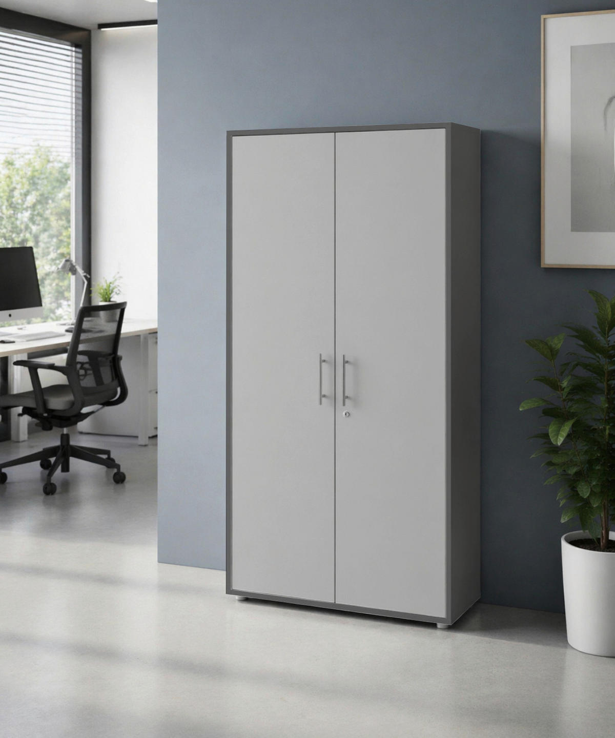 AKTENSCHRANK Anthrazit, Grau  - Anthrazit/Hellgrau, MODERN, Holzwerkstoff (84,4/185,6/33cm) - MID.YOU