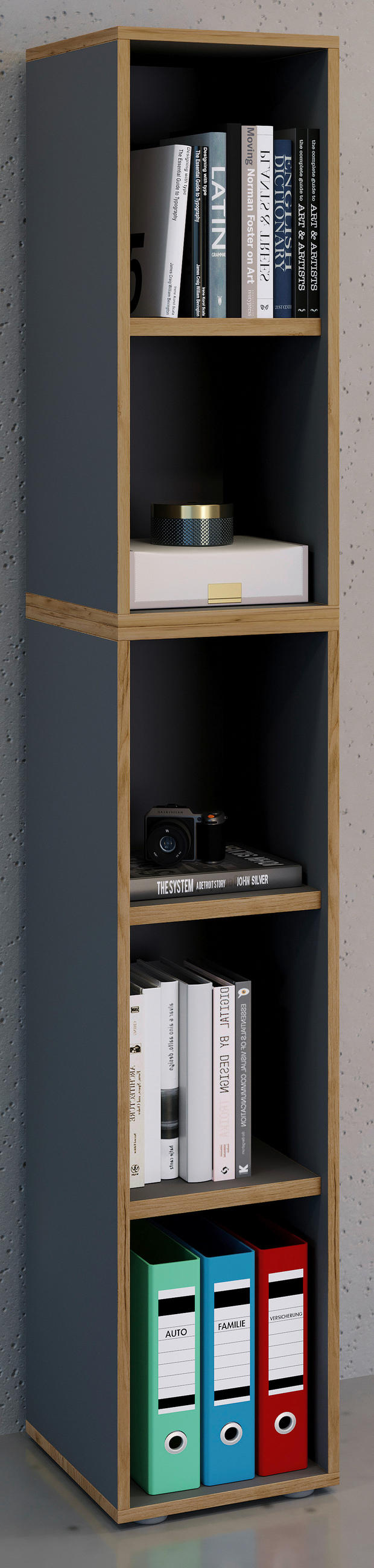 AKTENREGAL 30/183/33 cm  - Honigeiche/Anthrazit, Design, Holzwerkstoff/Kunststoff (30/183/33cm) - MID.YOU