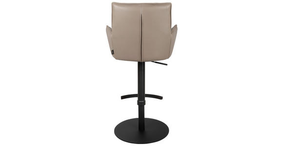 BARHOCKER in Metall, Leder Schwarz, Taupe  - Taupe/Schwarz, Design, Leder/Metall (56/90-115/56cm) - Novel