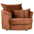 SESSEL in Chenille Braun  - Schwarz/Braun, KONVENTIONELL, Textil/Metall (115/72/115cm) - Carryhome