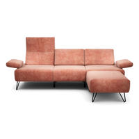 3-SITZER-SOFA in Samt Rosa  - Schwarz/Rosa, Design, Textil/Metall (234-264/85/86-94cm) - SENSOO