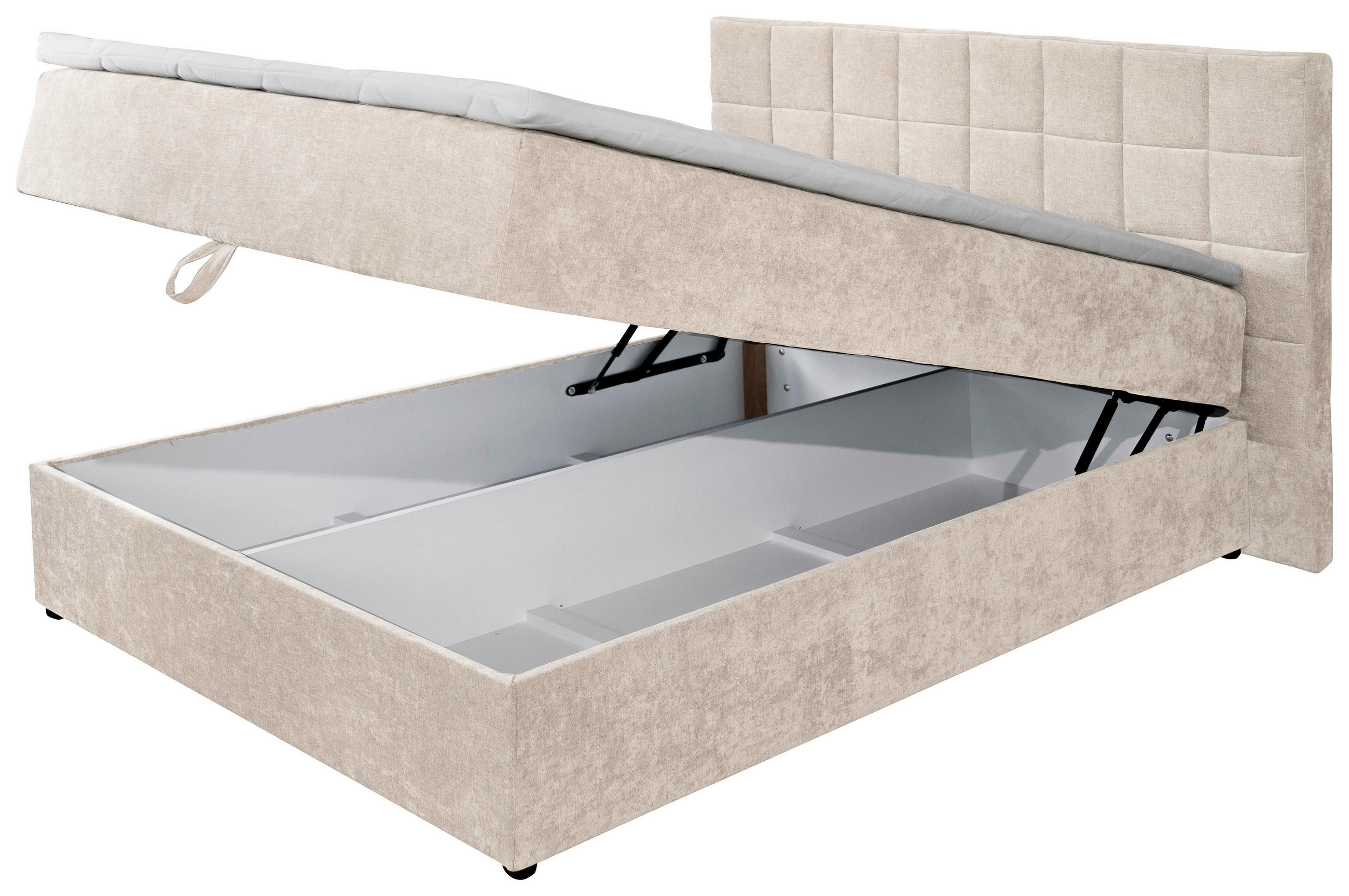 POSTELJA Z VZMETNICO 200 cm x 140 cm , les, tekstil bež - črna/bež, Konvencionalno, tekstil/les (140/200cm) - Ti'me