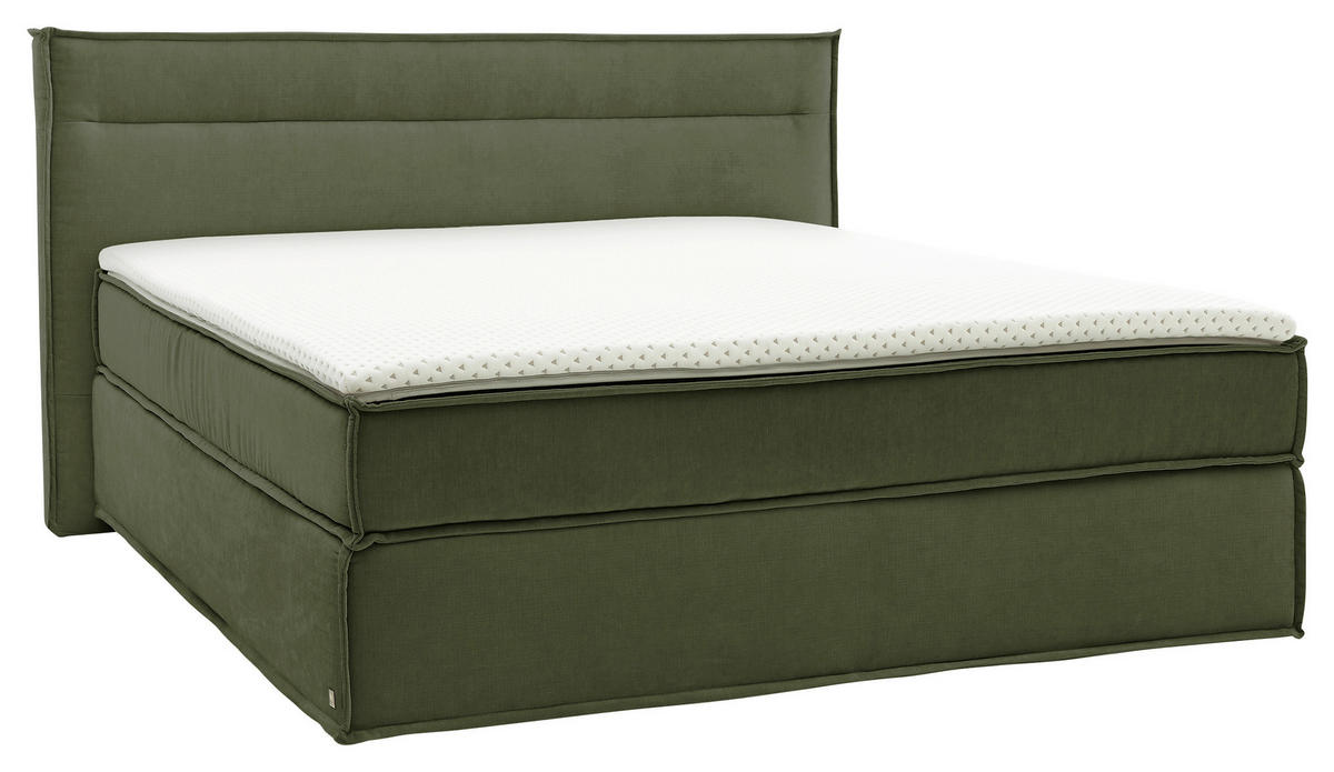 BOXSPRINGBETT 180/200 cm  in Olivgrün  - Schwarz/Olivgrün, Design, Textil (180/200cm) - Musterring