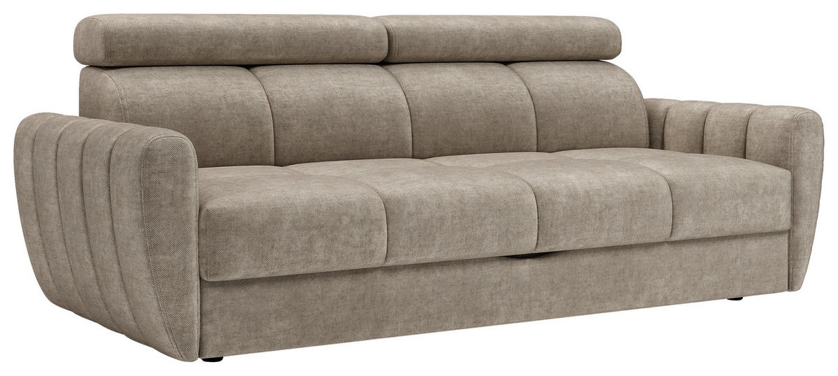 SCHLAFSOFA Flachgewebe Taupe  - Taupe/Schwarz, KONVENTIONELL, Textil/Metall (227/86-100/99cm) - Milino