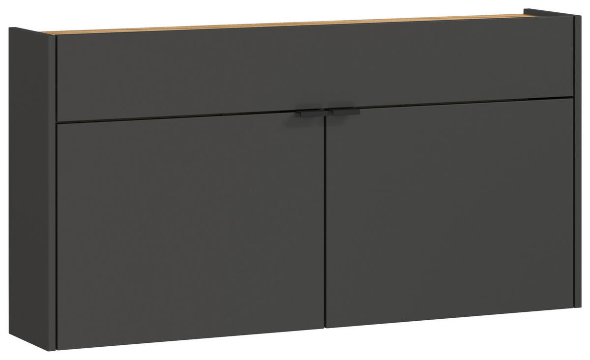 SCHUHSCHRANK Graphitfarben, Eichefarben  - Eichefarben/Schwarz, Design, Holzwerkstoff/Metall (110/57/22cm)