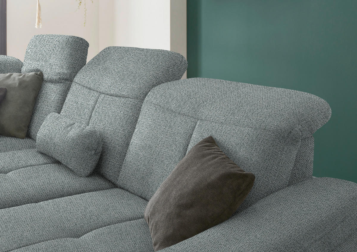 ECKSOFA in Flachgewebe Hellgrau  243/301 cm  - Wildeiche/Hellgrau, Natur, Holz/Textil (243/301cm) - Voleo