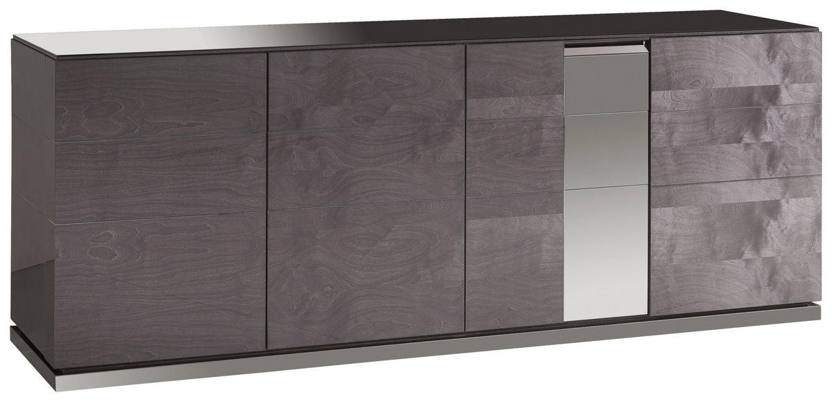 TÁLALÓ furnérozott nyírfa fekete - fekete, Basics, faalapú anyag/fa (175/82,30/55cm) - Novel