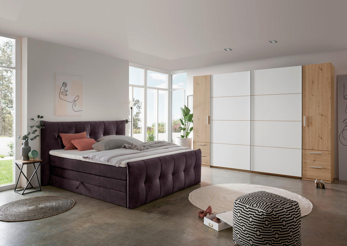 BOXSPRINGBETT 180/200 cm  Braun, Grau  - Schwarz/Braun, Konventionell, Kunststoff/Textil (180/200cm) - Esposa