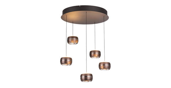 LED-HÄNGELEUCHTE Itonda 52,5/180 cm   - Braun, Design, Glas/Metall (52,5/180cm) - Dieter Knoll