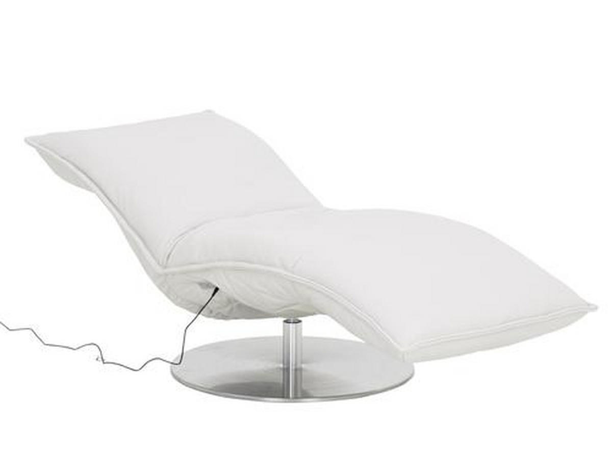 RELAXLIEGE in Echtleder Creme  - Edelstahlfarben/Creme, Design, Leder/Metall (70/99/137cm) - Koinor