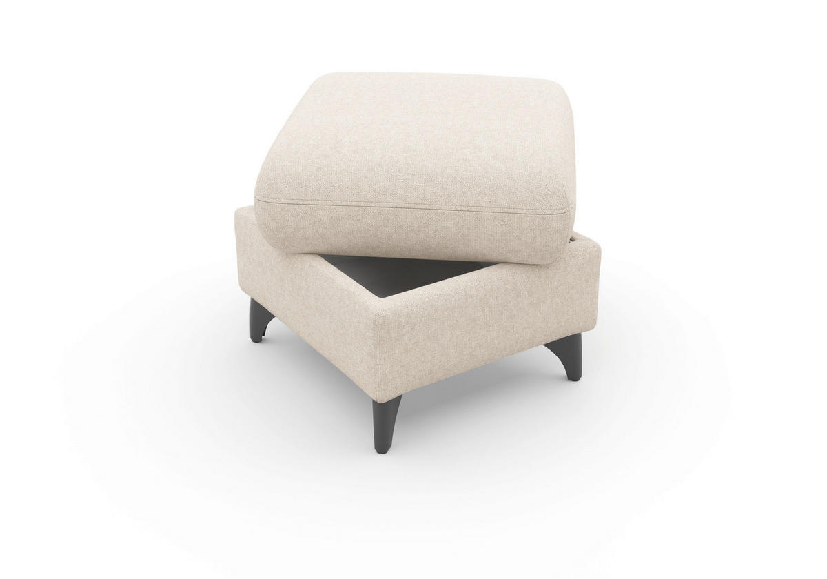 HOCKER in Textil Creme  - Creme/Schwarz, KONVENTIONELL, Textil/Metall (58/48/58cm) - Sit & More