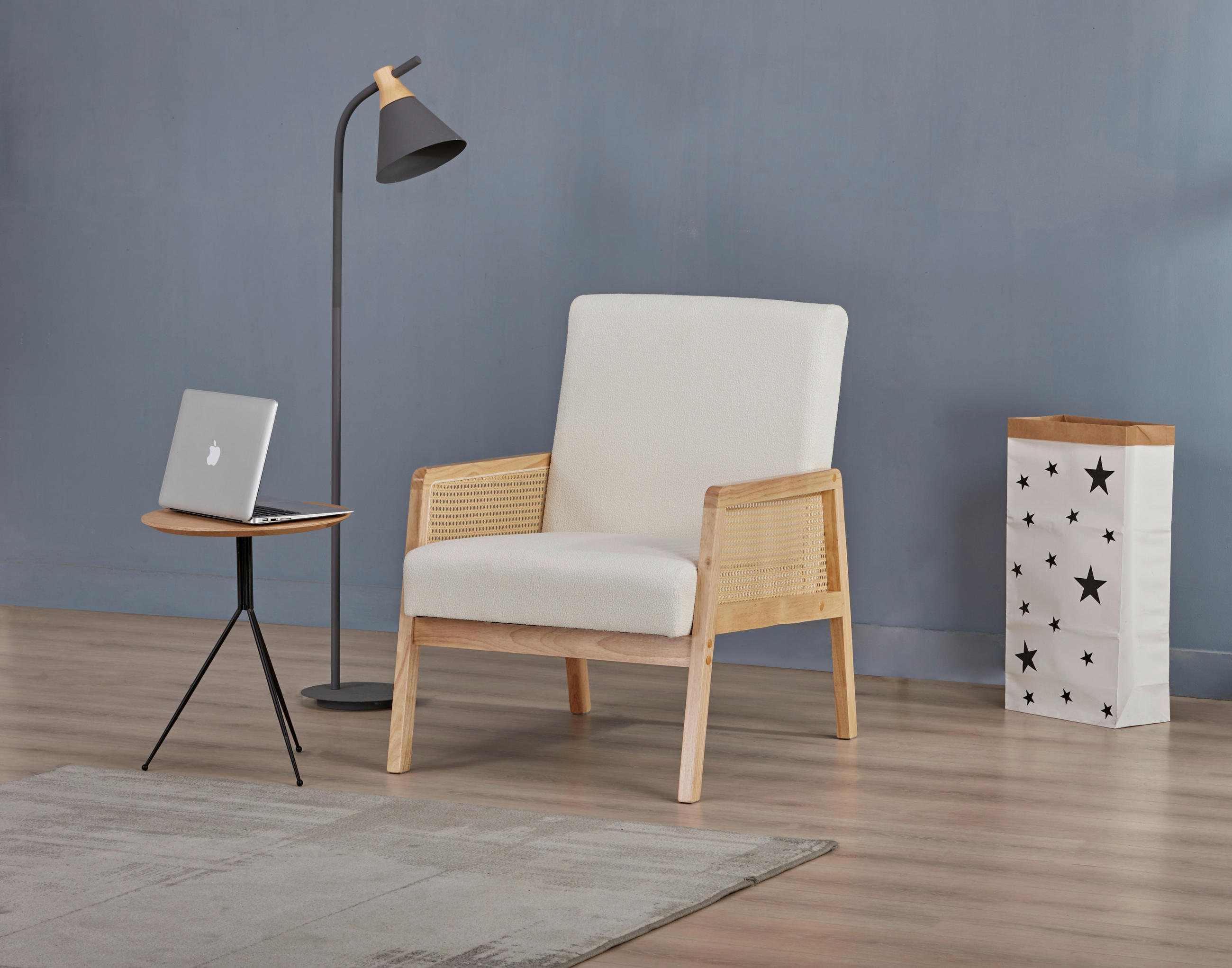 RATTANSESSEL Weiß  - Naturfarben/Weiß, Trend, Holz/Kunststoff (68/85/77,5cm) - Livetastic
