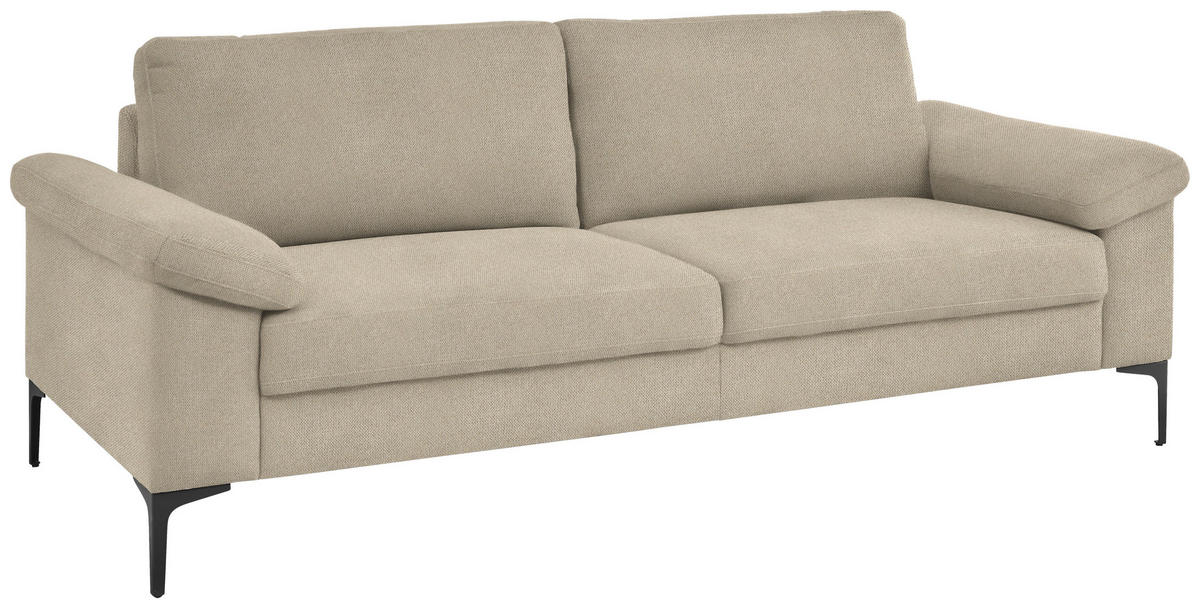 3-SITZER-SOFA in Flachgewebe Beige  - Beige/Schwarz, Design, Textil/Metall (226/89/97cm) - Pure Home Lifestyle