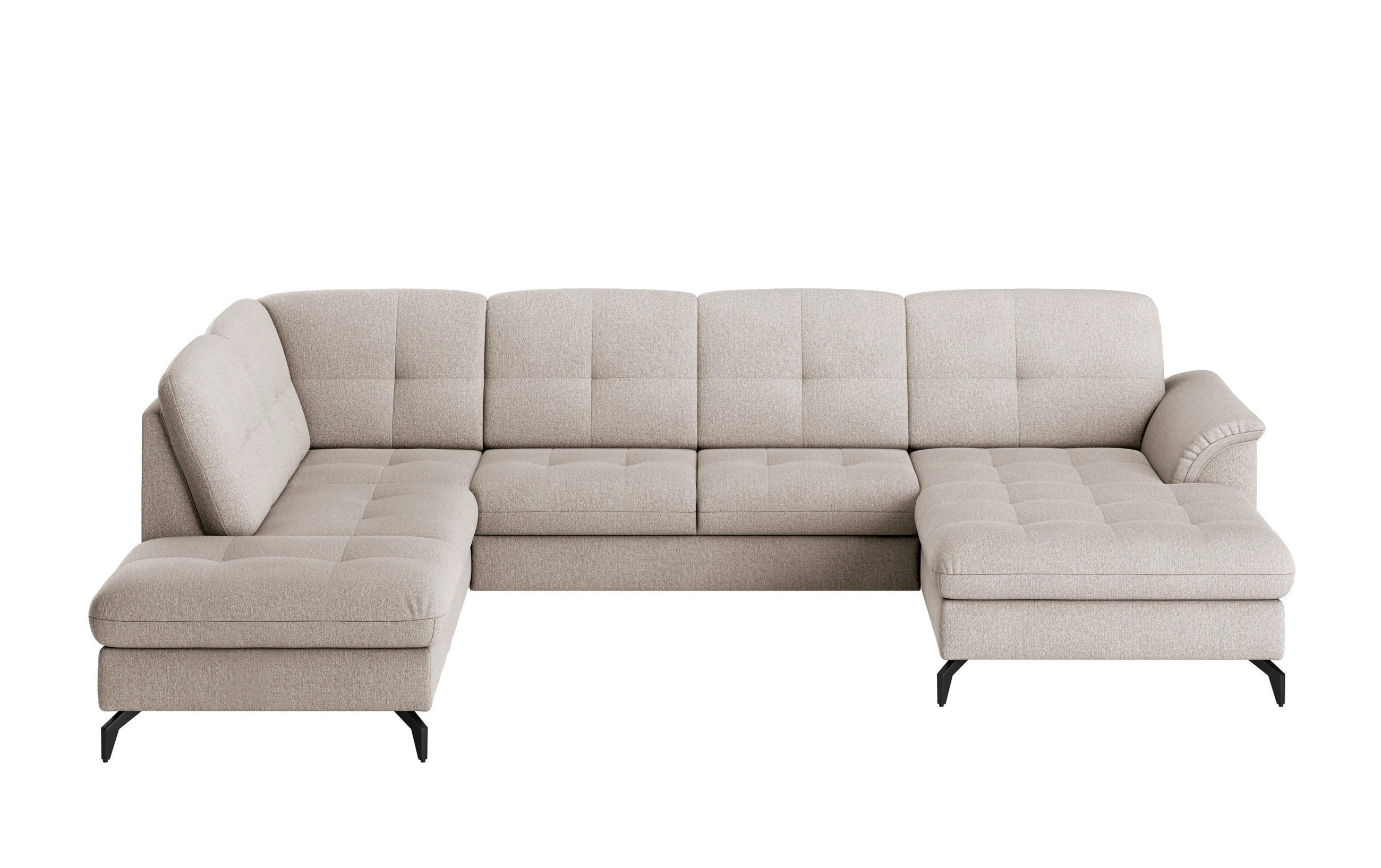 WOHNLANDSCHAFT in Flachgewebe Greige  - Greige/Schwarz, Modern, Textil/Metall (212/319/164cm) - Sit & More