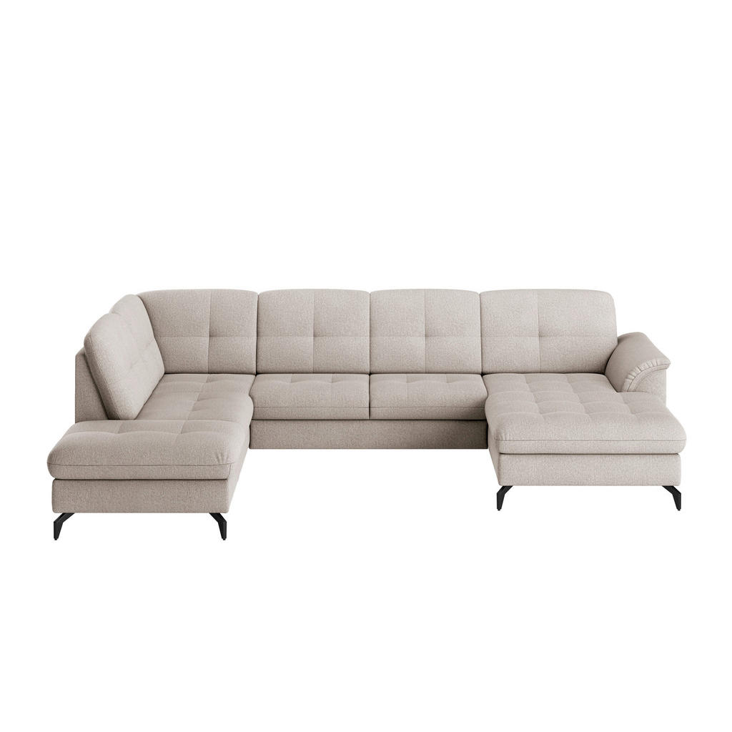 Thumbnail - Sit & More Wohnlandschaft Zora E, Greige, Textil, 7,5-Sitzer, Ottomane links, U-Form, 319x212 cm, Goldenes M, Oeko-Tex® ...