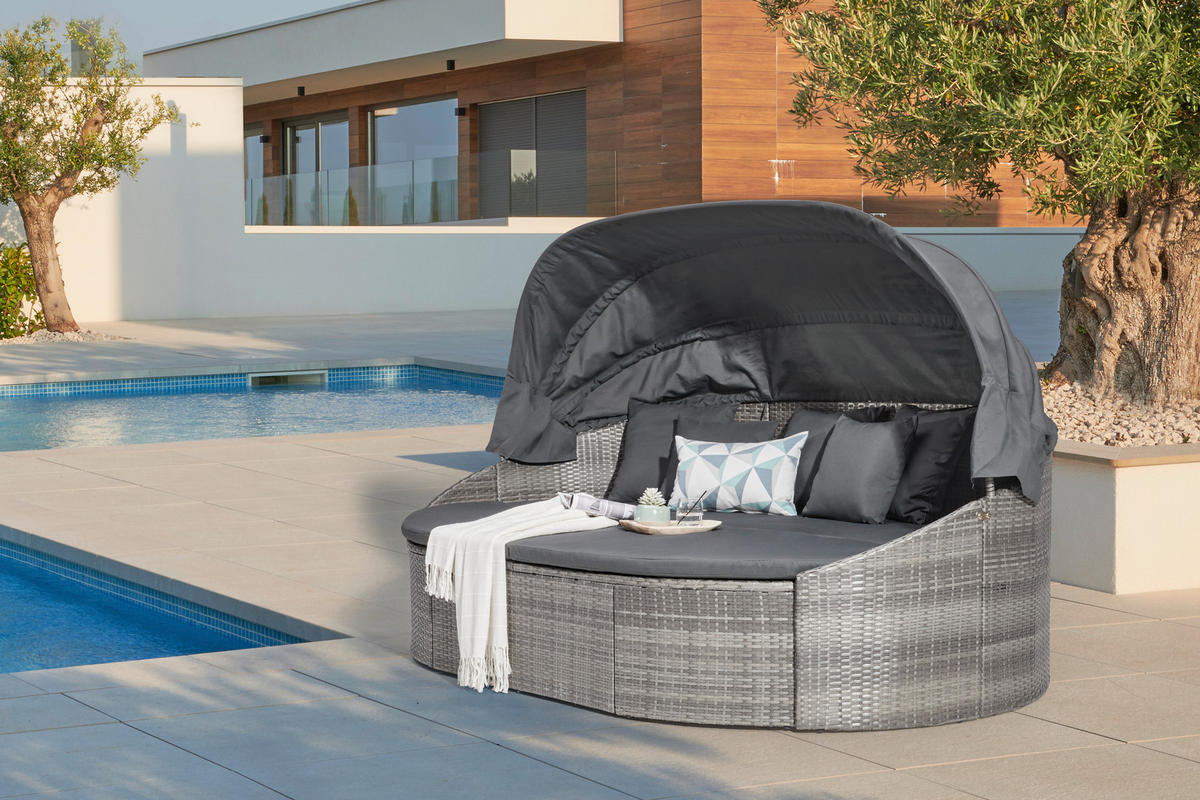 SONNENINSEL 230/145/140 cm  - Grau, MODERN, Kunststoff/Textil (230/145/140cm) - Ambia Garden