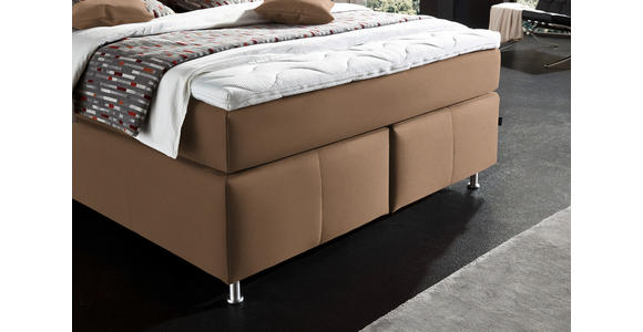 BOXSPRINGBETT 140/200 cm  in Sandfarben  - Sandfarben/Alufarben, KONVENTIONELL, Textil/Metall (140/200cm) - Dieter Knoll