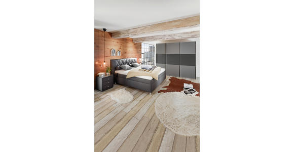 POLSTERBETT 180/200 cm in Anthrazit - Anthrazit/Silberfarben, KONVENTIONELL, Holz/Textil (180/200cm) - Esposa