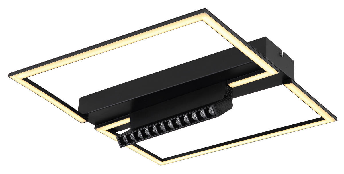 STROPNÍ LED SVÍTIDLO, 42/42/11 cm - černá/opál, Design, kov/plast (42/42/11cm) - Globo