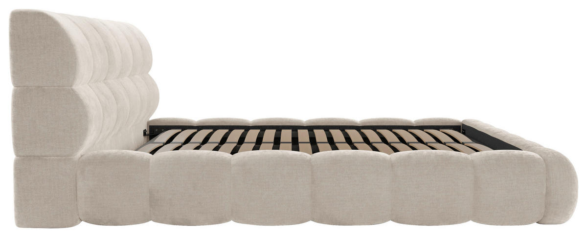POLSTERBETT 180/200 cm,  in Beige, Lattenrost, Bettkasten,  - Beige/Schwarz, Design, Holz/Textil (180/200cm) - Chameo